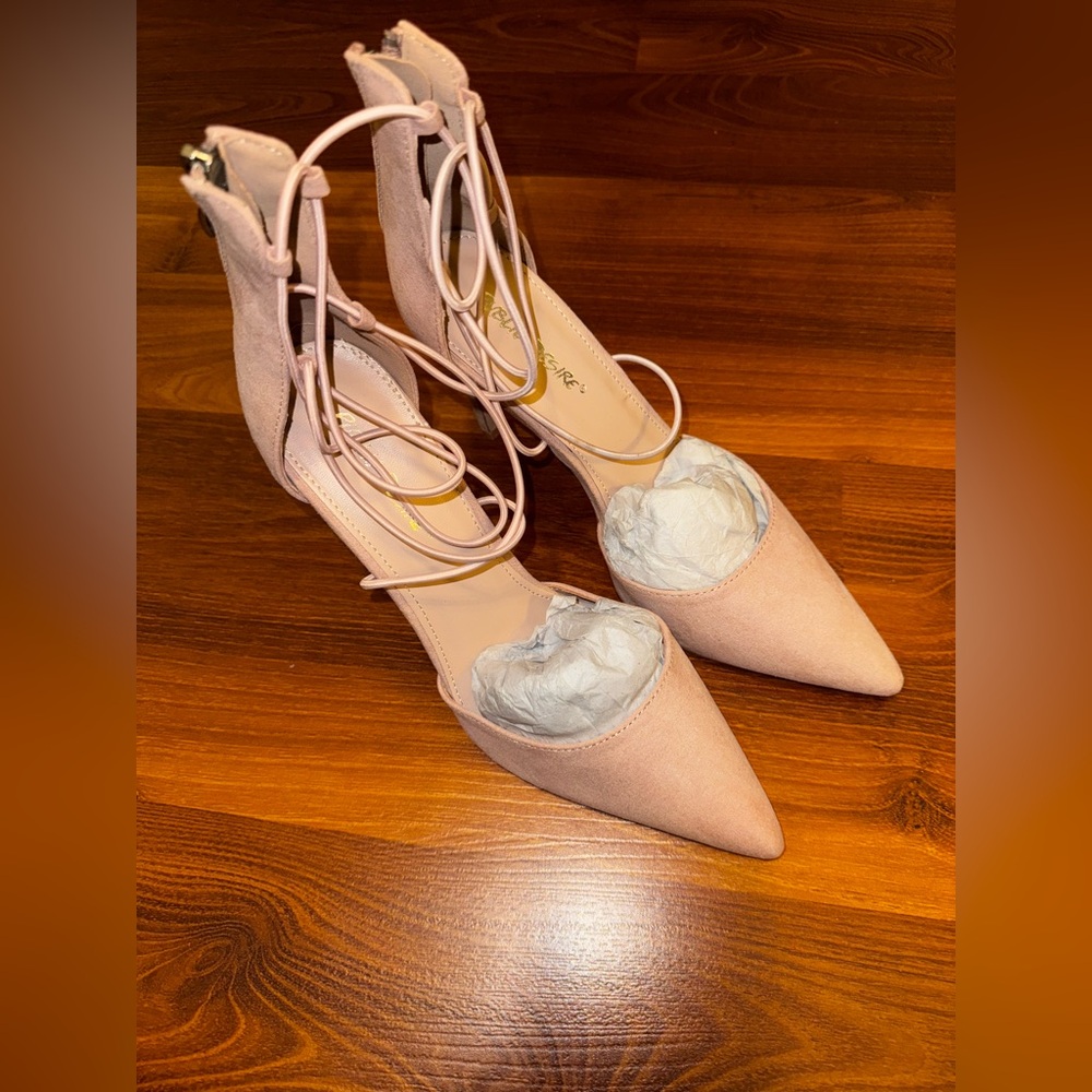 ALDO Pink Nude Suede Lace Up Heels